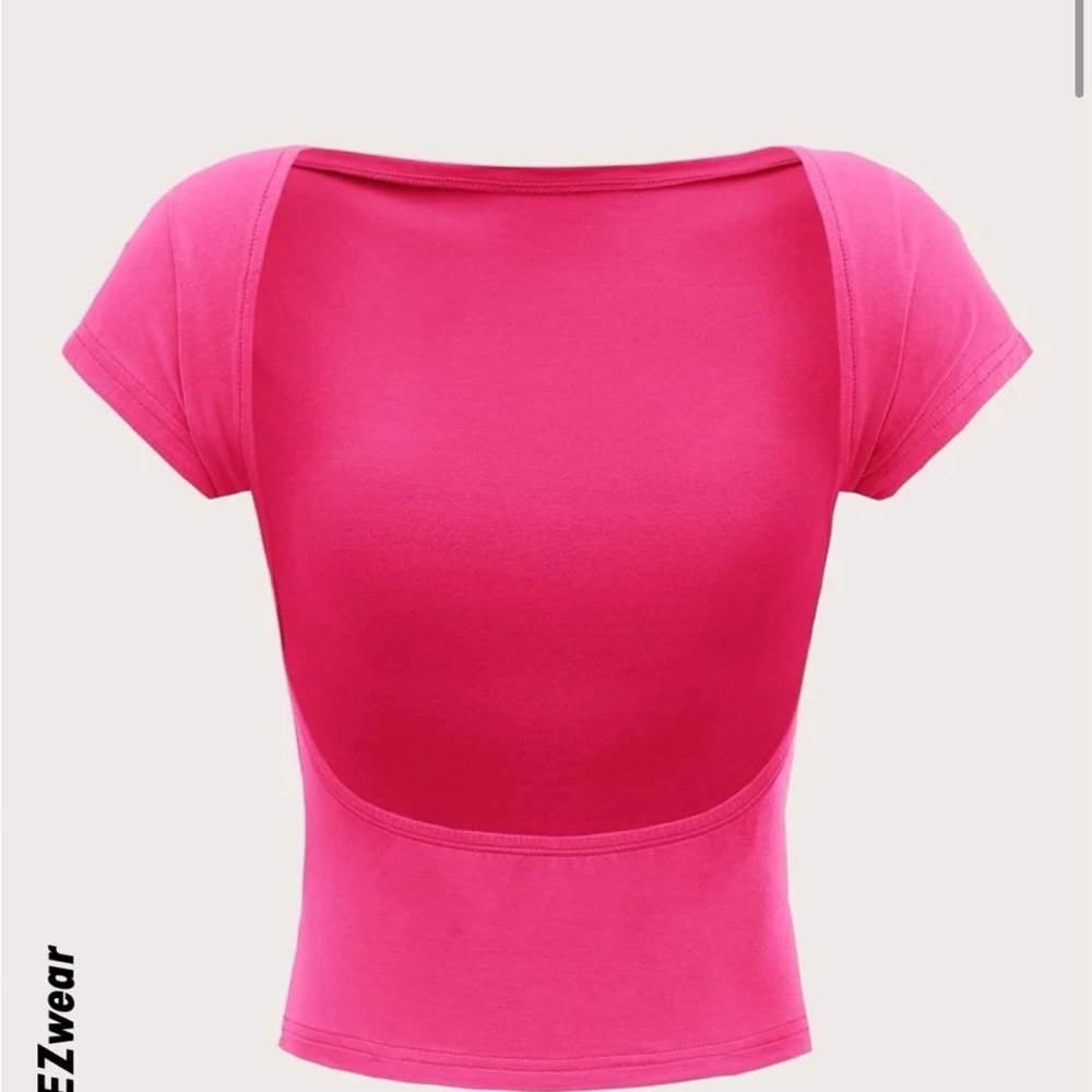 NWOT Shein pink open back solid tee